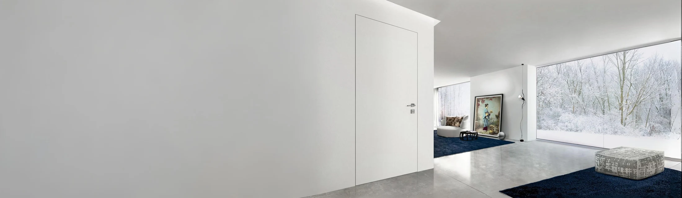 Скрытая дверь Hidden Doors в интерьерной визуализации дизайн-проекта
